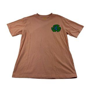 Chinatown Smiley Peach w/ Recycle Graphic Short Sleeve T-Shirt Mens Size Medium